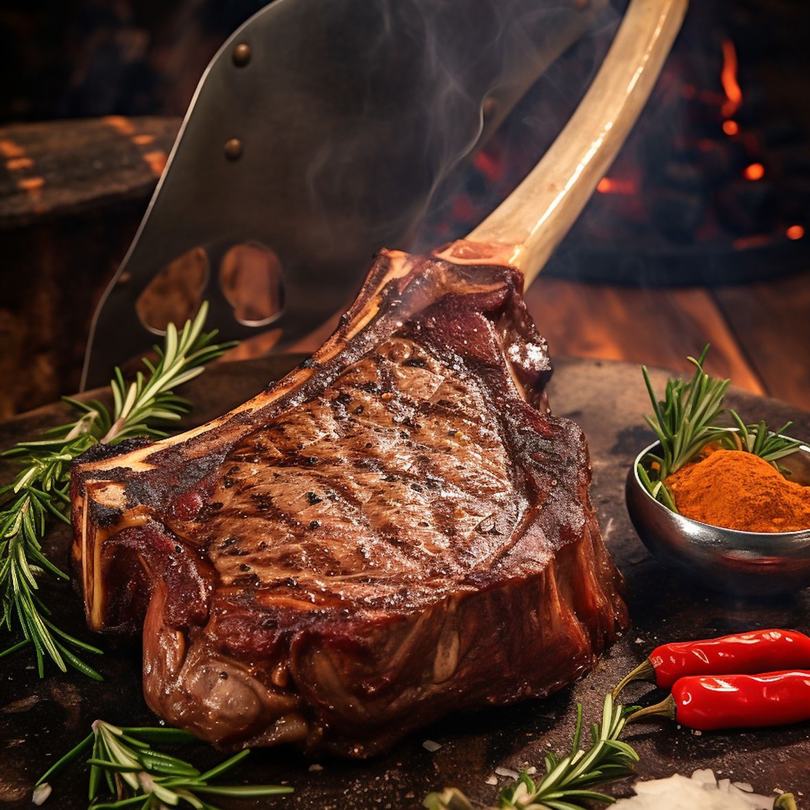 Dry Aged Tomahawk Steak aus Nordirland, Salt Moss gereift   3