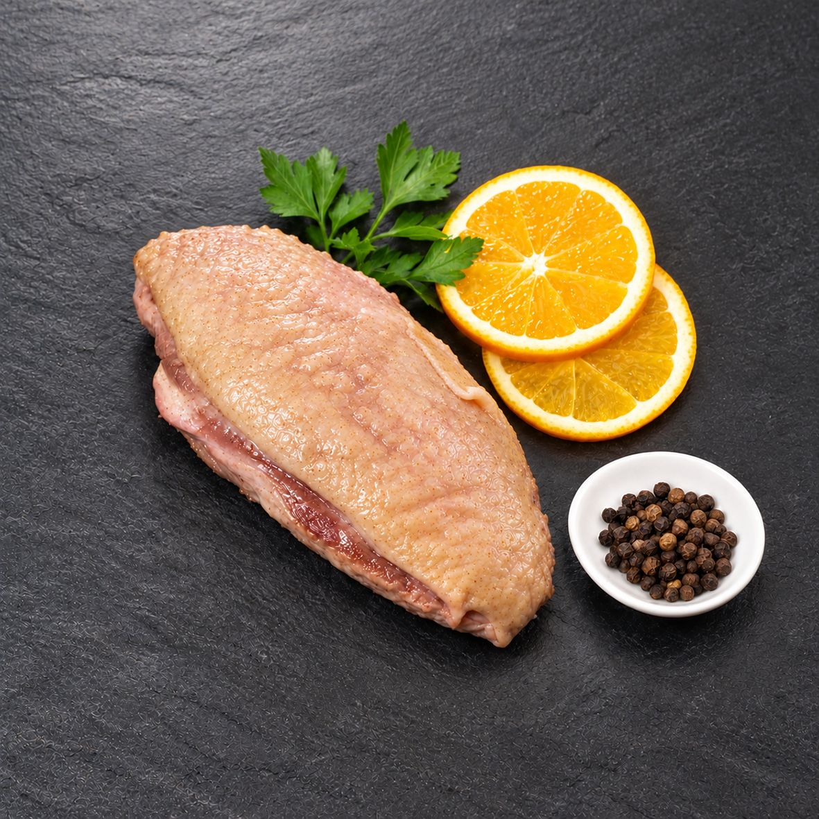 Entenbrust sous-vide vorgegart mit Haut, ca. 190 g   2