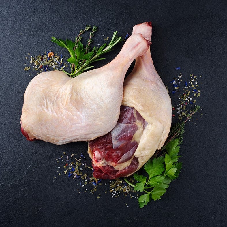 Französische Barbarie-Entenkeule *** ungewürzt, roh, mit Haut, ohne Knochen (300–400 g) 2