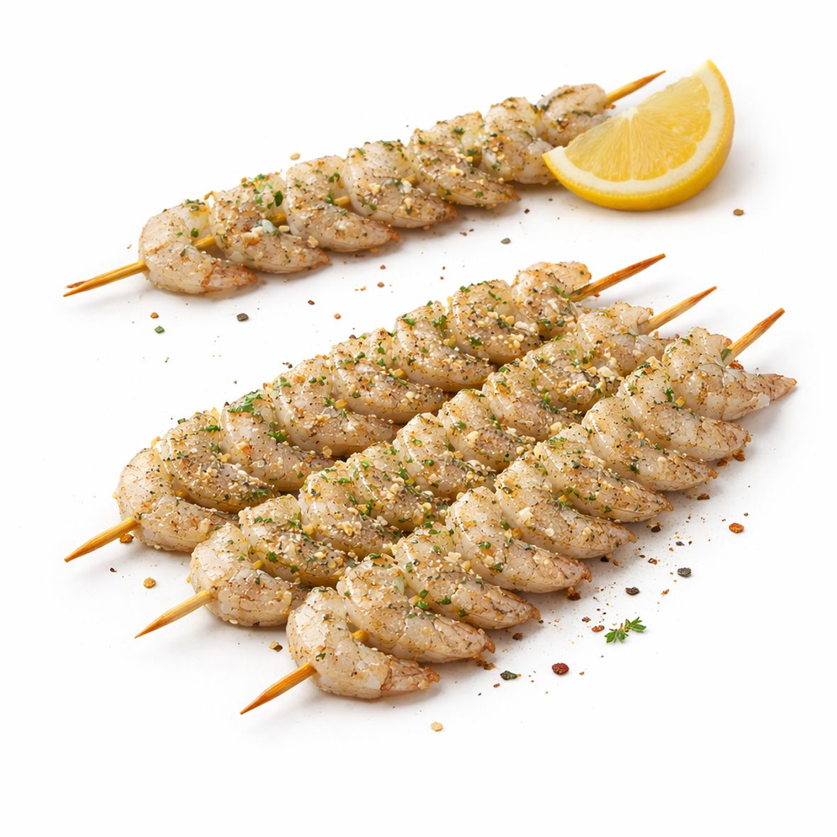 Riesengarnelen- / Tiger Shrimp-Spieße (roh) ohne Kopf, ohne Schale 1 kg (10 Spieße)