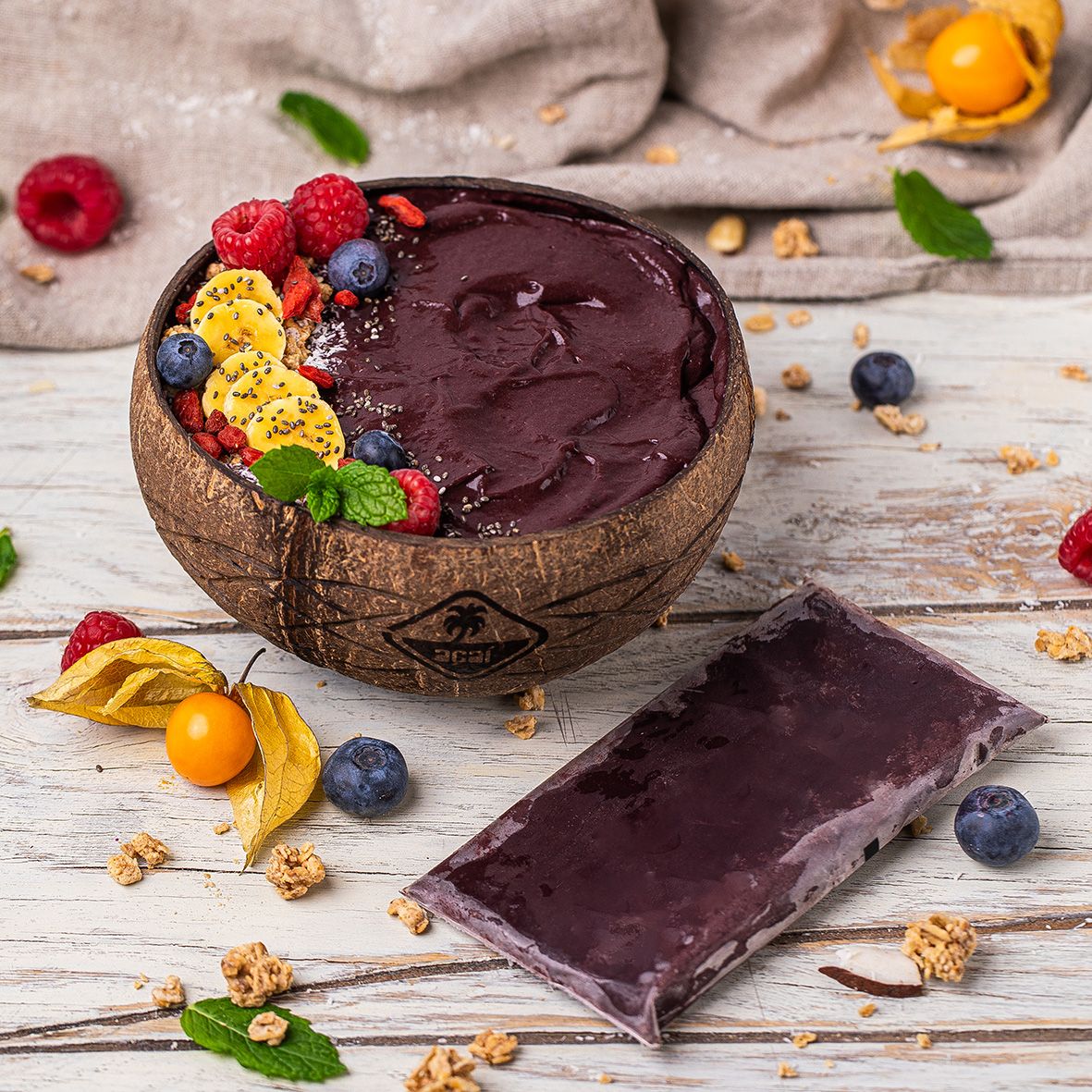 Bio Açaí-Püree mit Guaraná in 100 g Portionen, 40 x 100 g