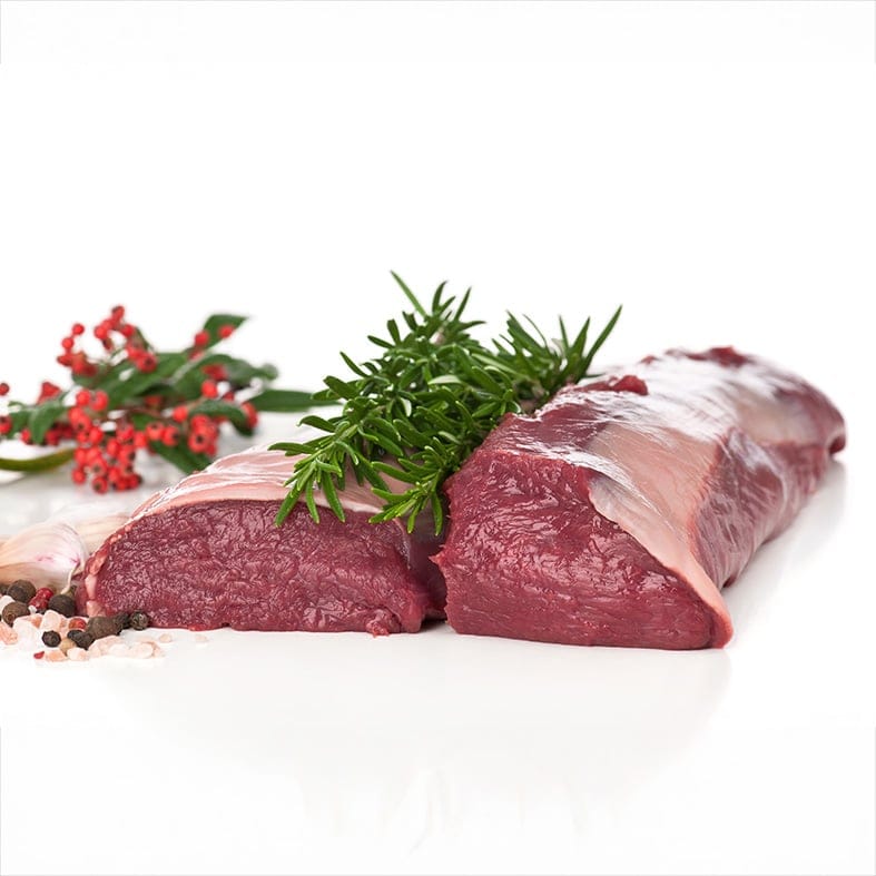 Damhirschrücken roh, tiefgefroren – ohne Knochen 