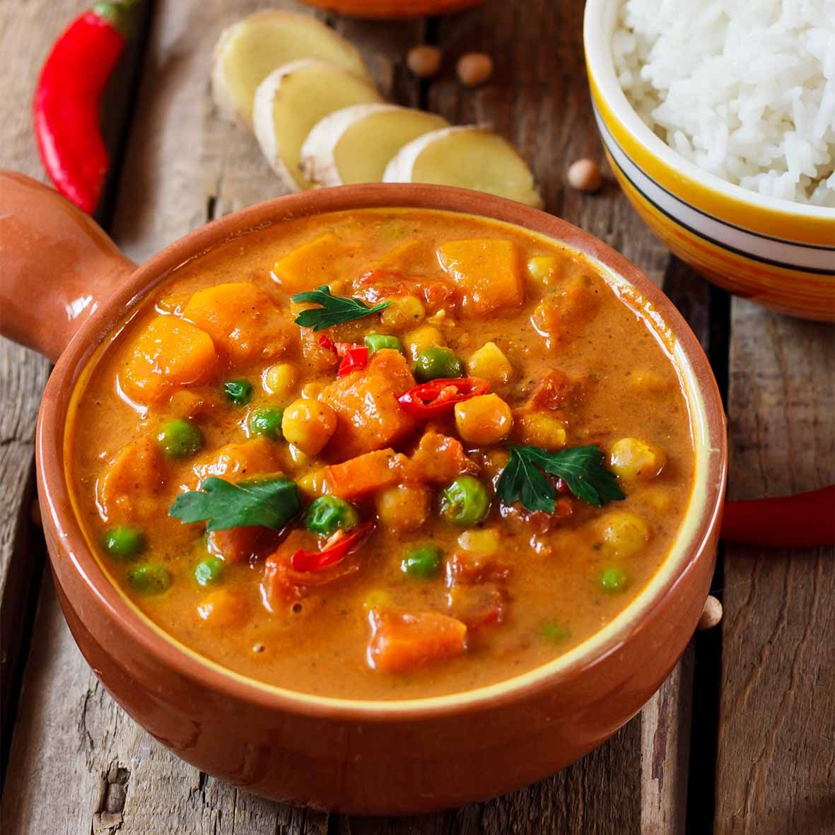 Kürbiscurry „Thai“ mit Kichererbsen & Kokosmilch