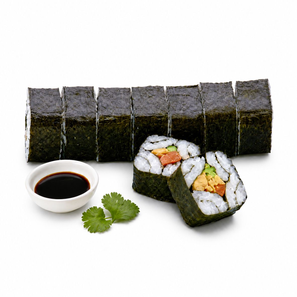 Sushi Maki Squares mit Teriyaki-Lachs und Spargel 2 x 190 g Rollen