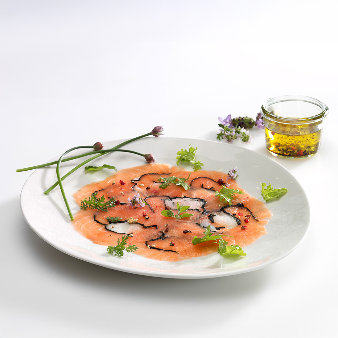 Carpaccio von Lachs & Heilbutt – edle Meereskombination (4 x 70g)