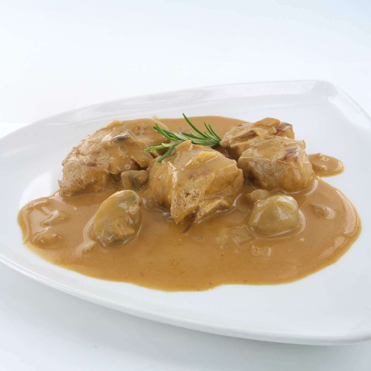 Zarte Schweinemedaillons in Champignonrahm – mit Rotwein & Sherrynote (2 x 250g)