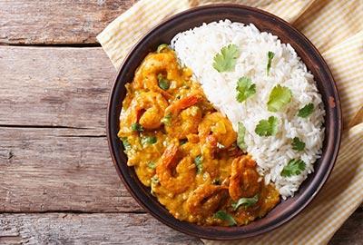 Garnelen-Curry mit Reis